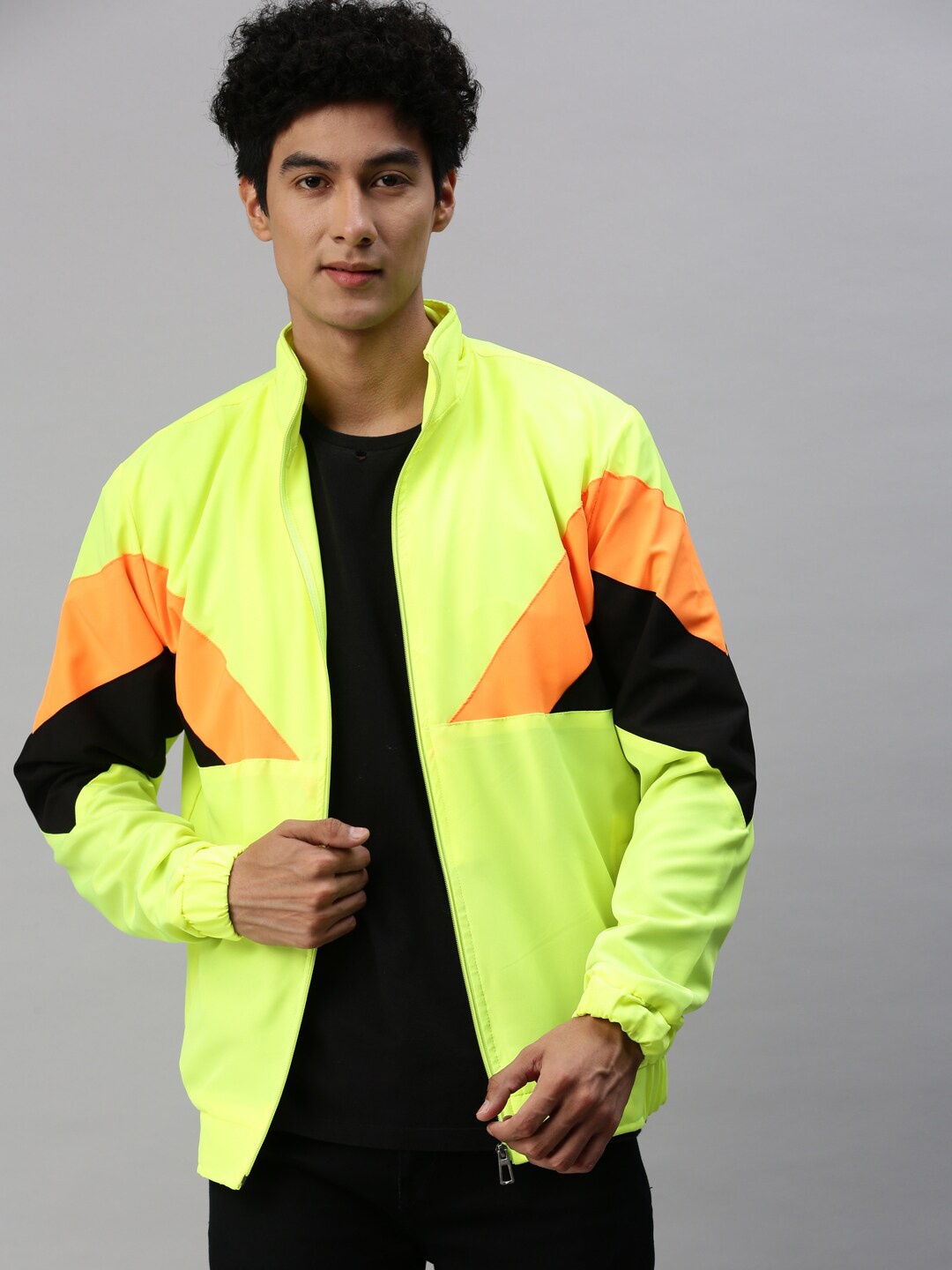 

VOXATI Colourblocked Mock Collar Sporty Jacket, Green