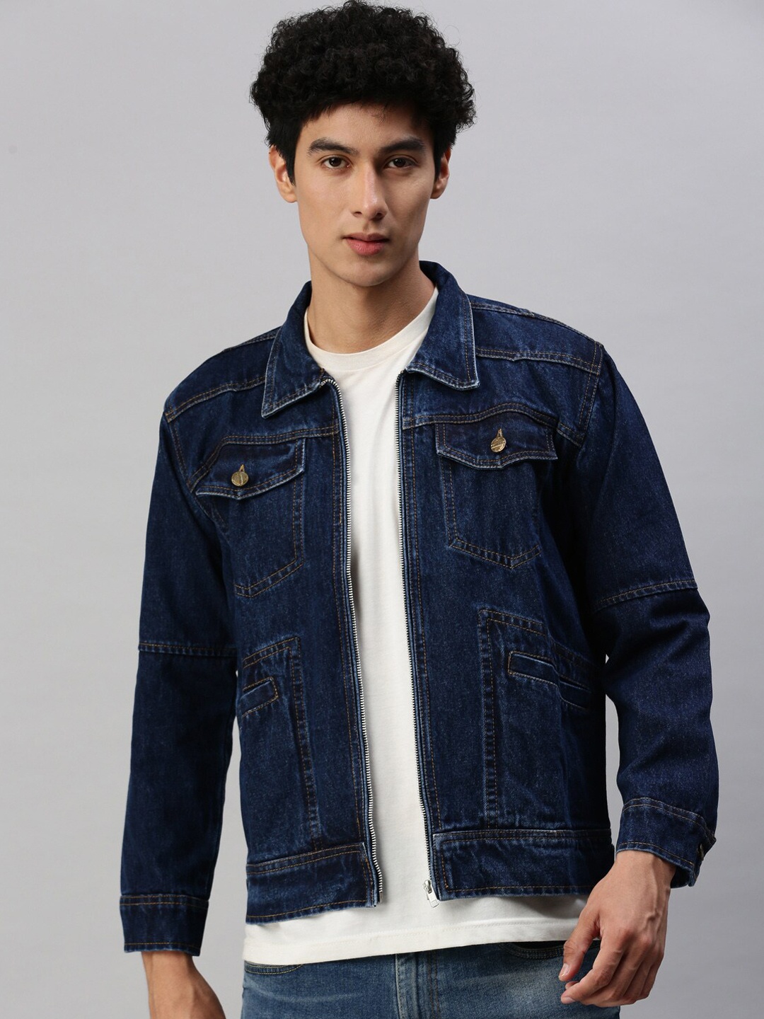 

VOXATI Spread Collar Denim Jacket, Blue