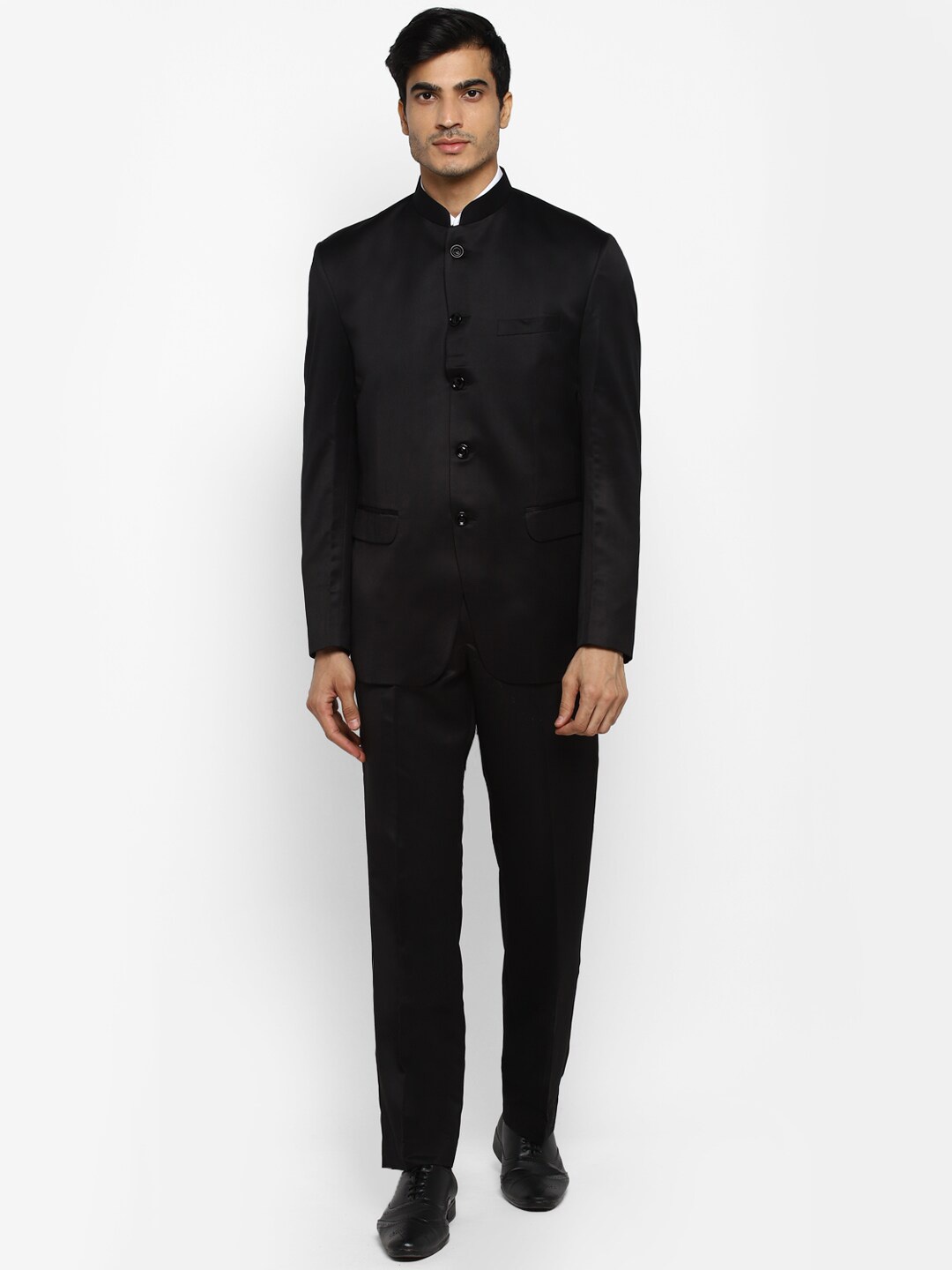 

ROYAL KURTA Two Piece Bandhgala Party Suit, Black