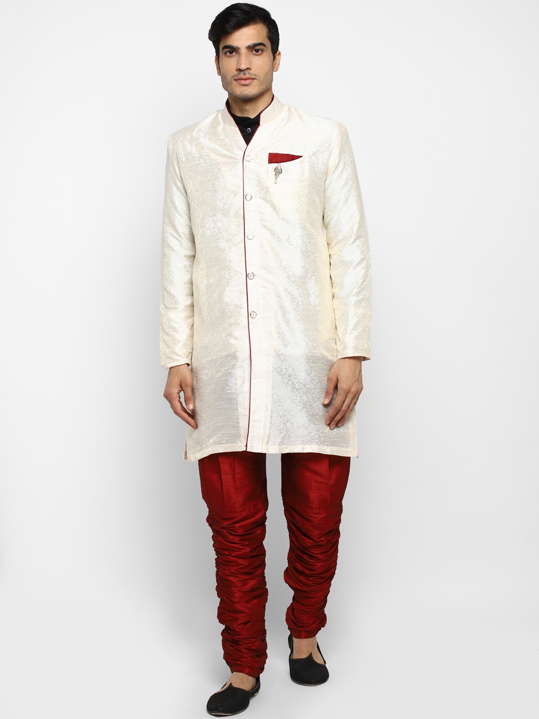 

ROYAL KURTA Ethnic Motif Woven Design Straight Kurta, Cream