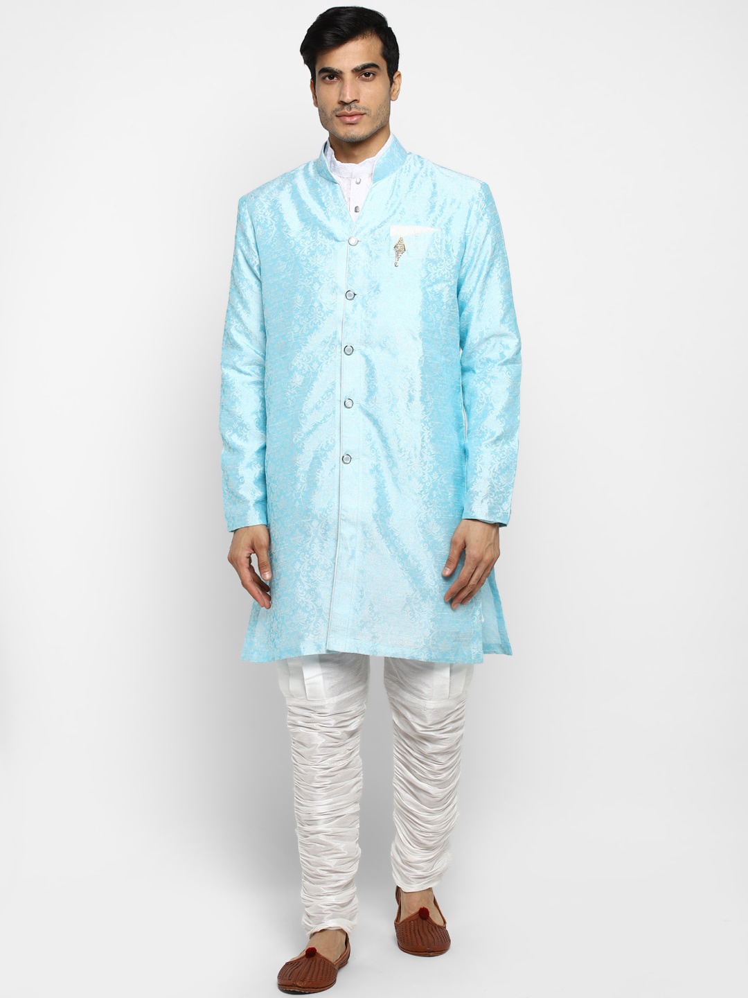 

ROYAL KURTA Ethnic Motif Woven Design Straight Kurta, Blue