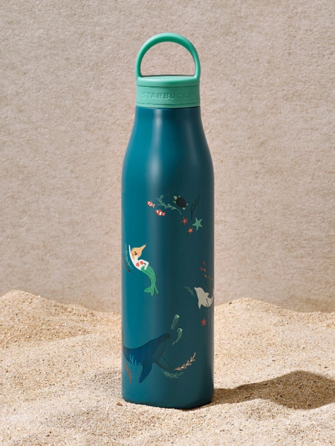 

Starbucks Teal Blue Siren & Animal Printed Stainless Steel Water Bottle 591 ml