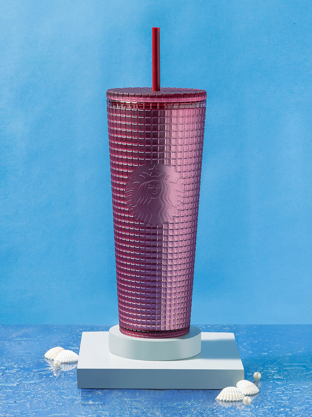 

Starbucks Burgundy 3 Pieces Textured Matte Tumbler With Lid & Strw 710 ml