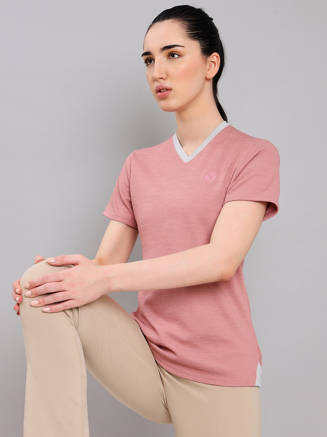 

Technosport V-Neck Antimicrobial Slim Fit Sports T-shirt, Pink