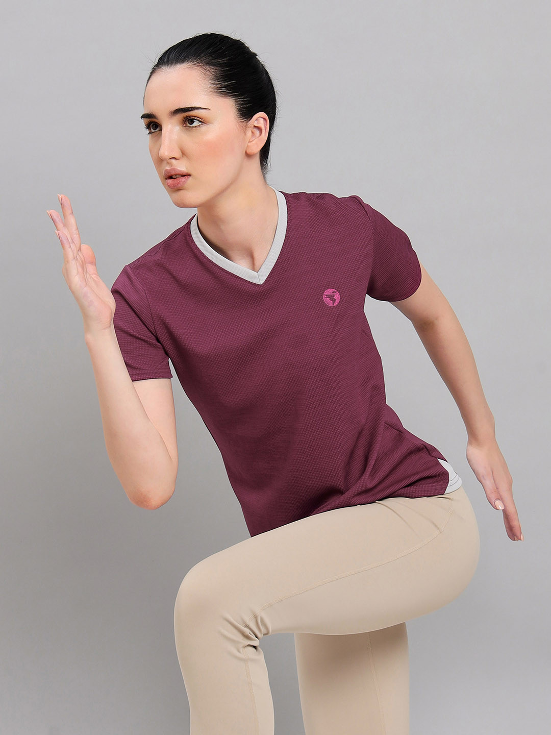 

Technosport V-Neck Antimicrobial Slim Fit T-shirt, Violet