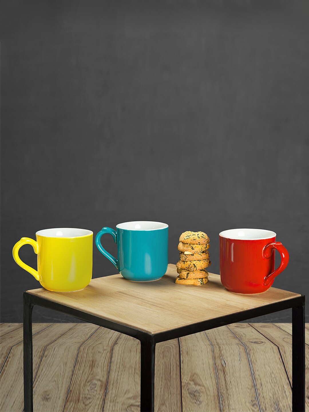 

London Pottery Red & Blue 3 Pieces Stoneware Matte Mugs - 250 ml Each