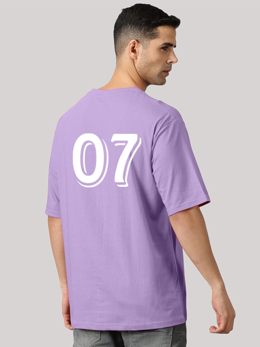

Elibolz Typography Printed Drop-Shoulder Sleeves Cotton Oversized T-shirt, Lavender