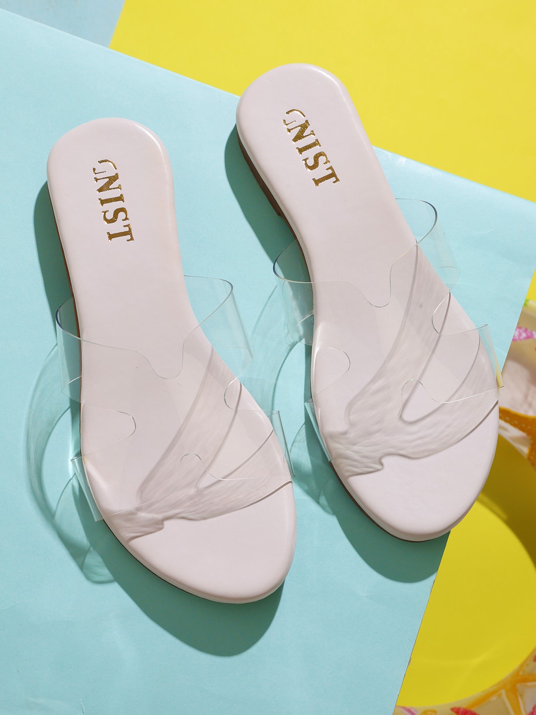 

GNIST Slip-On Open Toe Flats, White