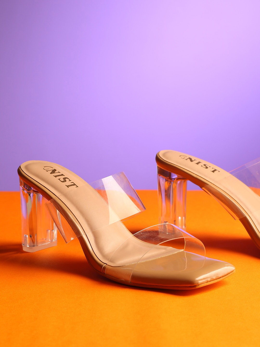 

GNIST Two Strap Block Heels, Transparent