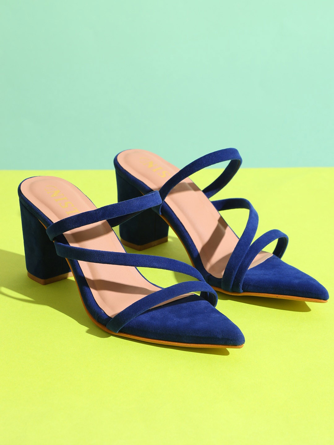 

GNIST Open Toe Block Heels, Blue