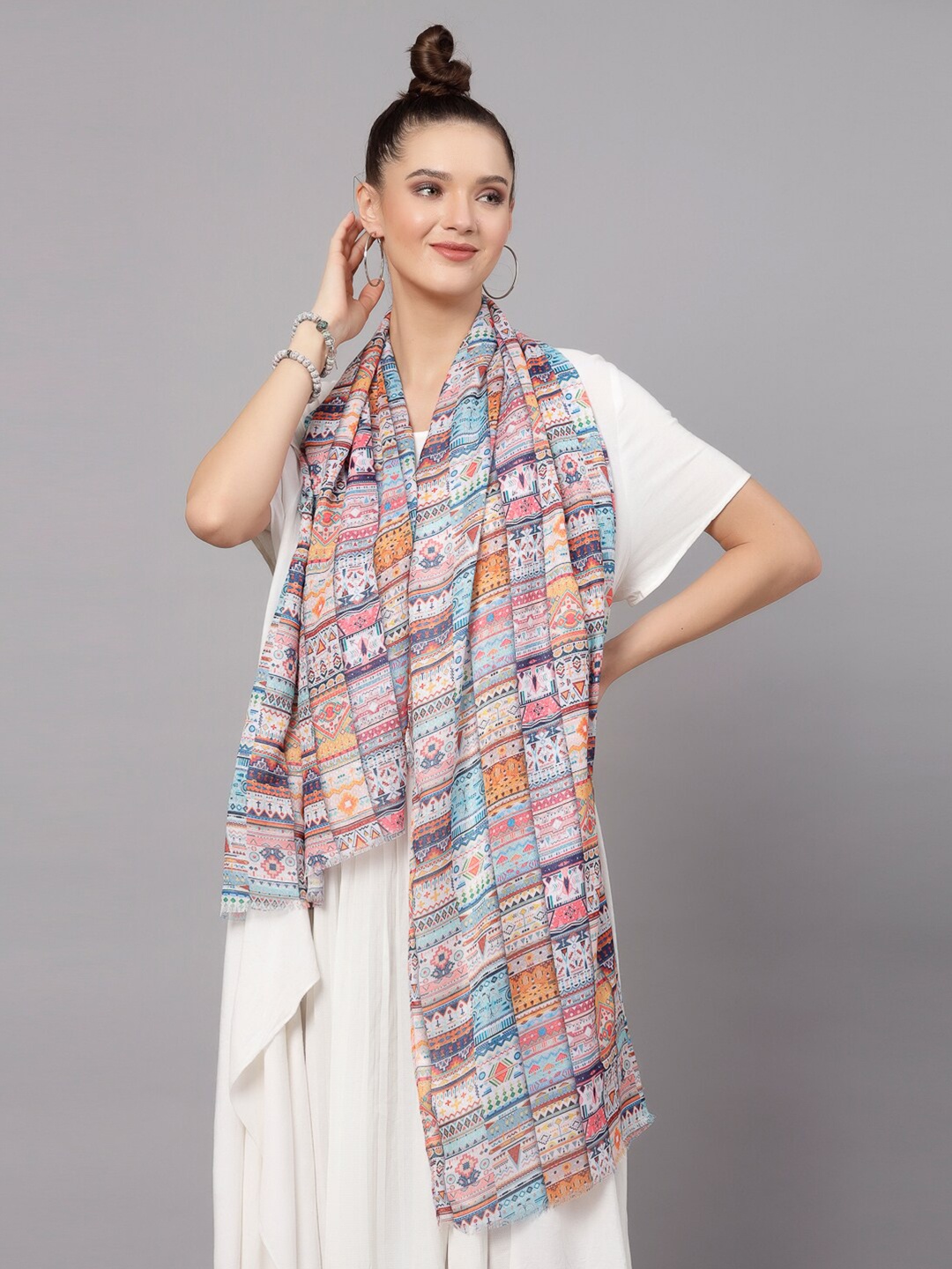 

J Style Women Ethnic Motifs Printed Stole, Blue