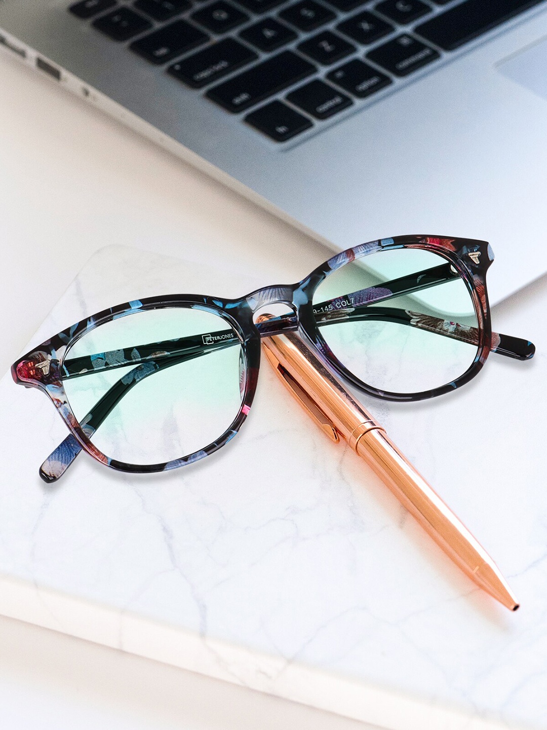 

Peter Jones Eyewear Unisex Abstract Full Rim Round Frames, Pink