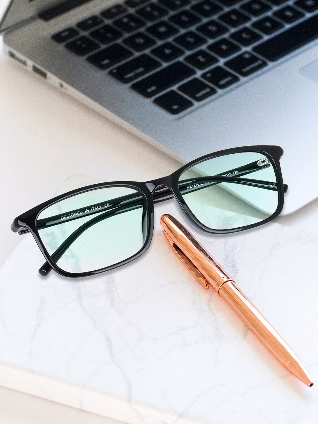 

Peter Jones Eyewear Unisex Full Rim Rectangle Frames, Black