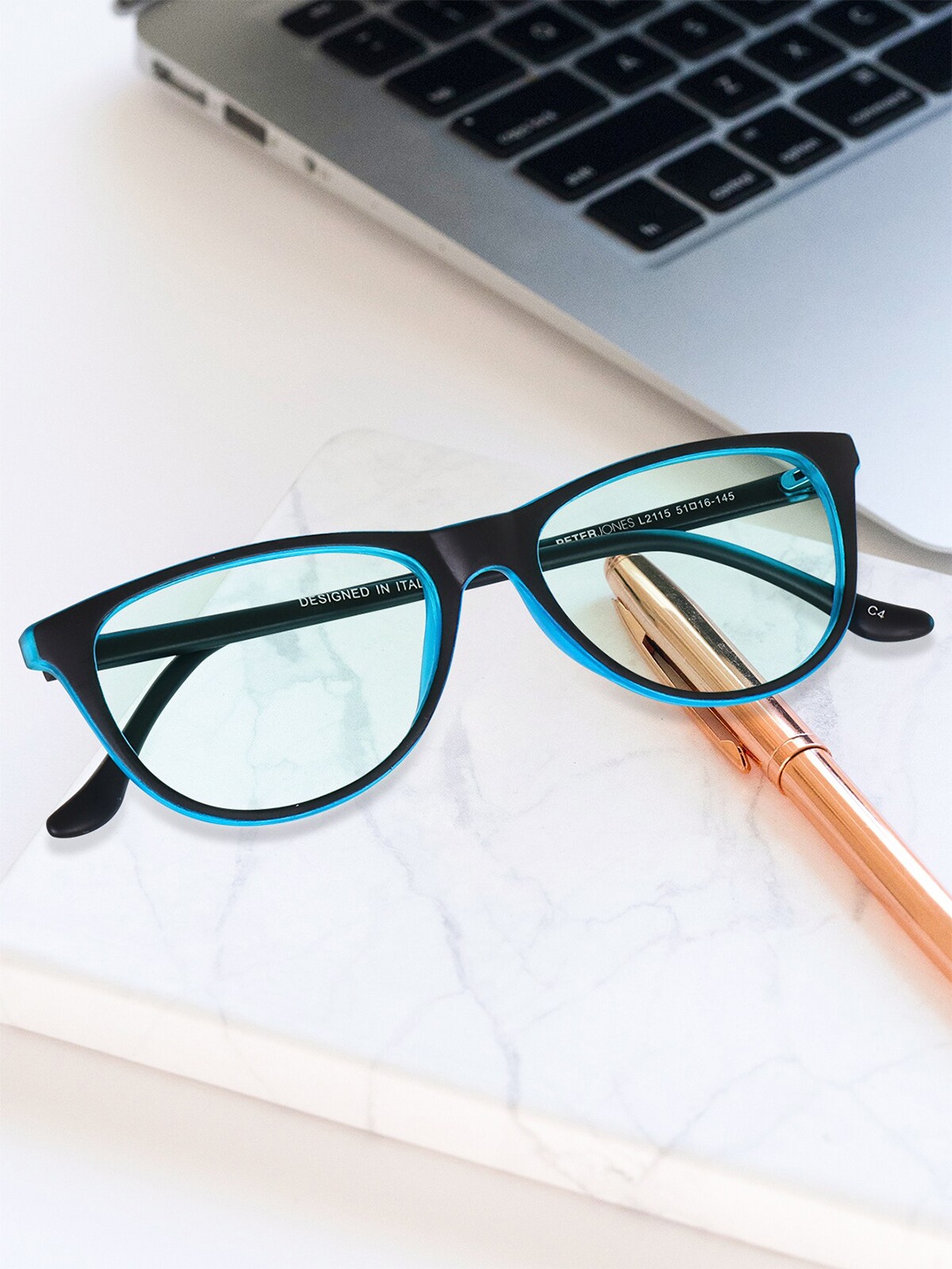 

Peter Jones Eyewear Unisex Full Rim Cateye Frames, Black
