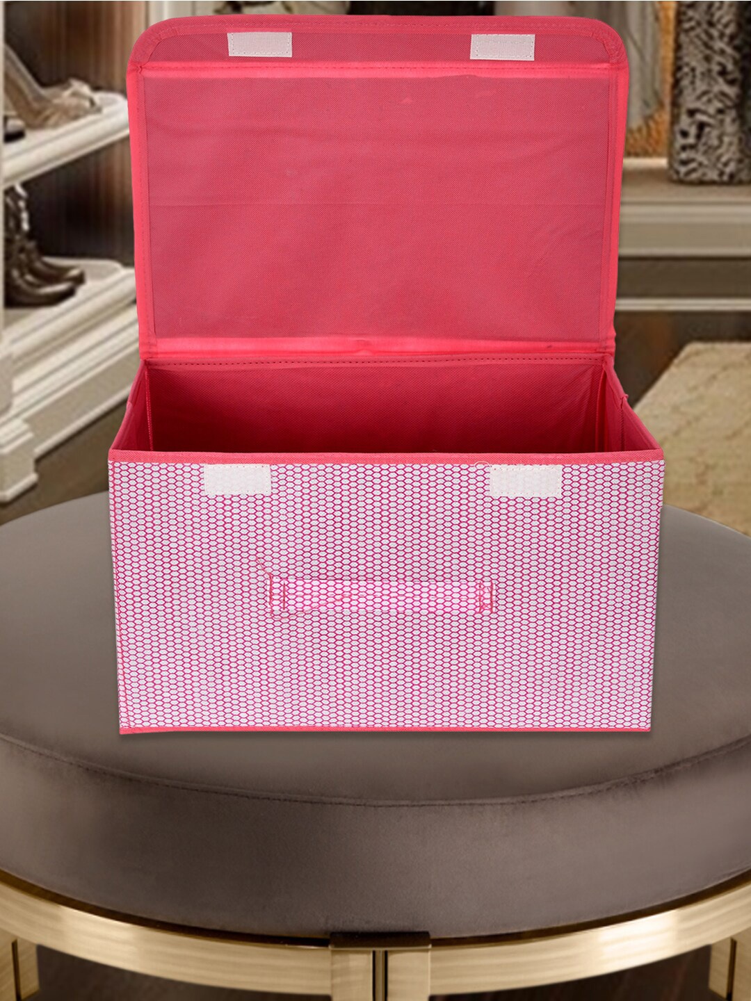 

Kuber Industries 2 Pieces Pink Zig Zag Printed Dhakkan DrawerOrganisers