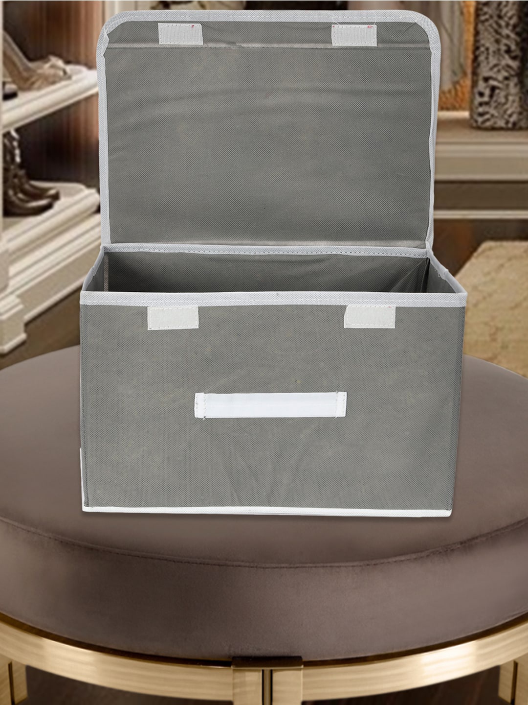 

Kuber Industries Grey 4 Pieces Non-Woven Organisers Dhakkan Drawer Storage Box