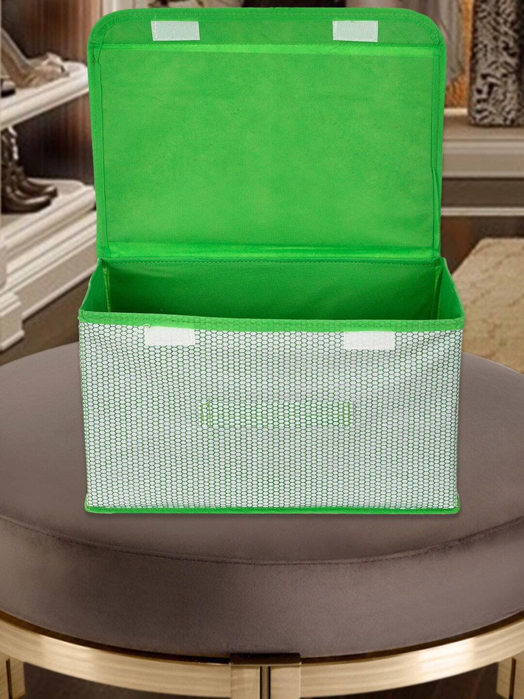 

Kuber Industries Green & White 3 Pieces Printed Drawer Organizers