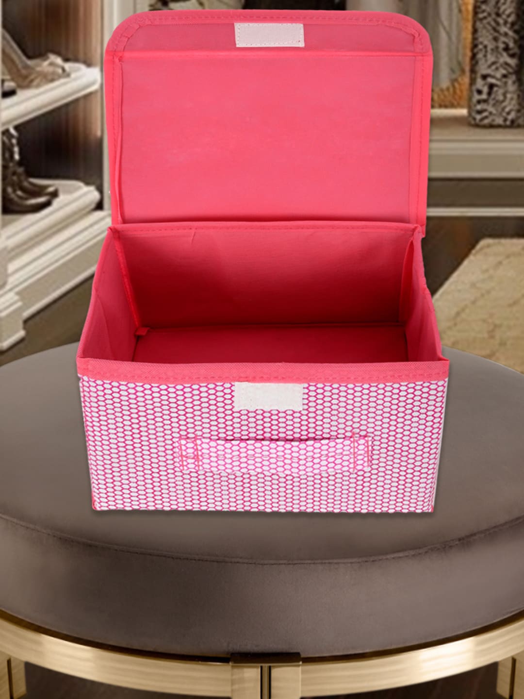 

Kuber Industries Pink & Grey 2 Pieces Printed Foldable Drawer Organizers