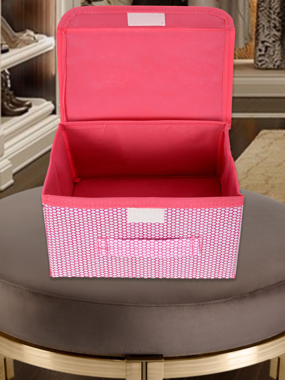 

Kuber Industries Grey & Pink 4 Pieces Printed Foldable Drawer Storage Organizers