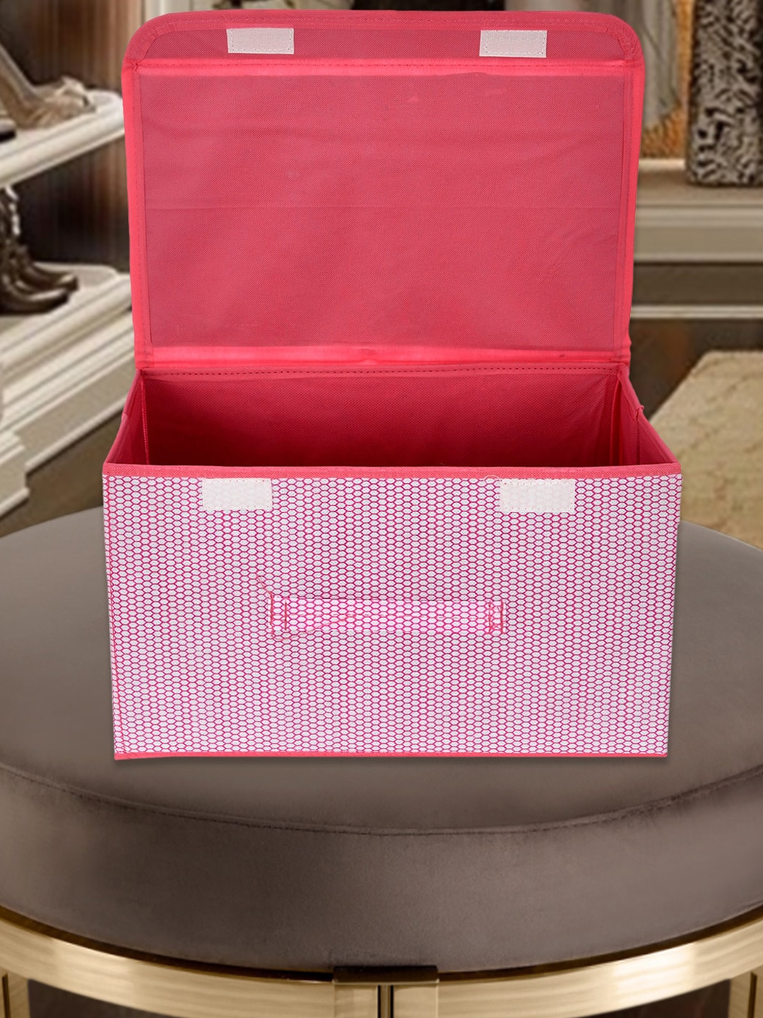 

Kuber Industries Grey & Pink 3 Pieces Printed Multi-Utility Organizers