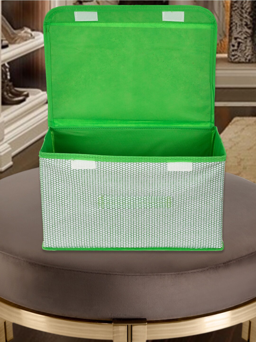 

Kuber Industries Green & White 4 Pieces Printed Drawer Multi-Utility Organizers