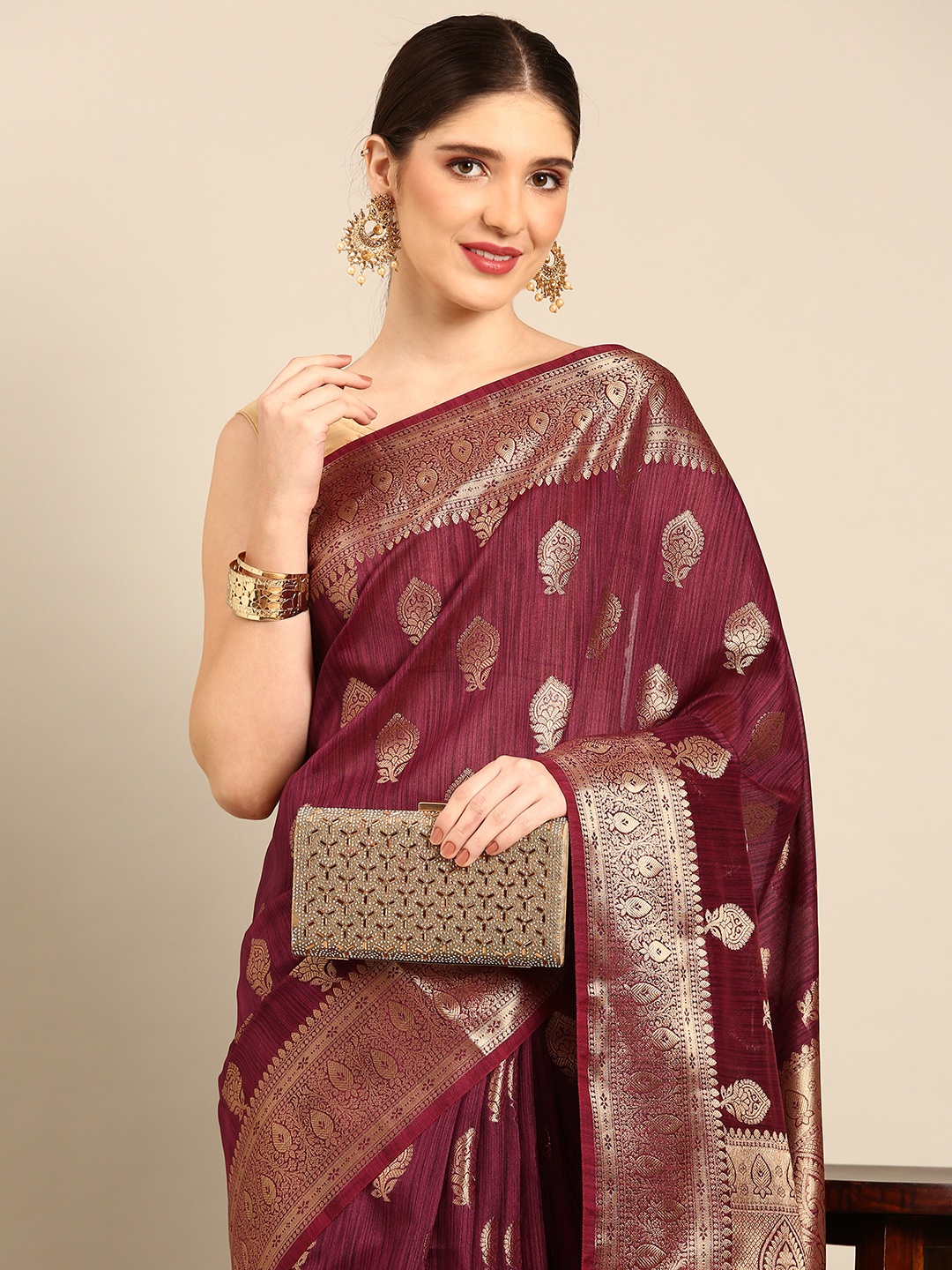 

Rupeshwari Woven Design Zari Handloom Banarasi Saree, Maroon