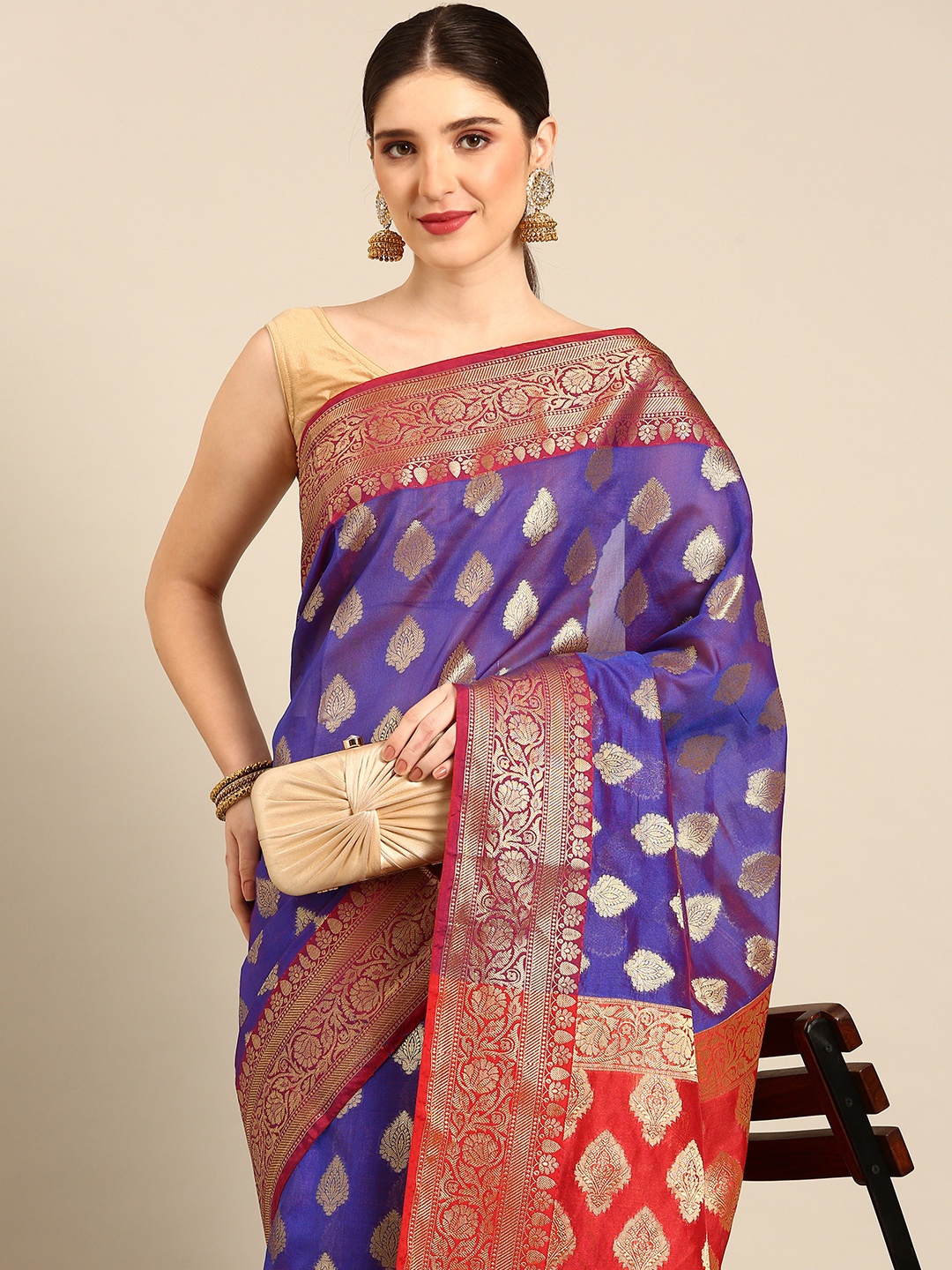 

Rupeshwari Woven Design Zari Handloom Banarasi Saree, Blue