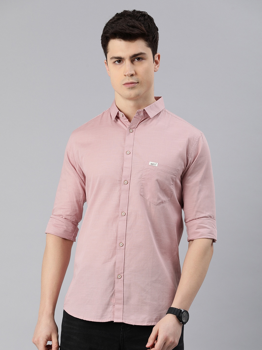 

Majestic Man Men Comfort Slim Fit Opaque Casual Shirt, Pink