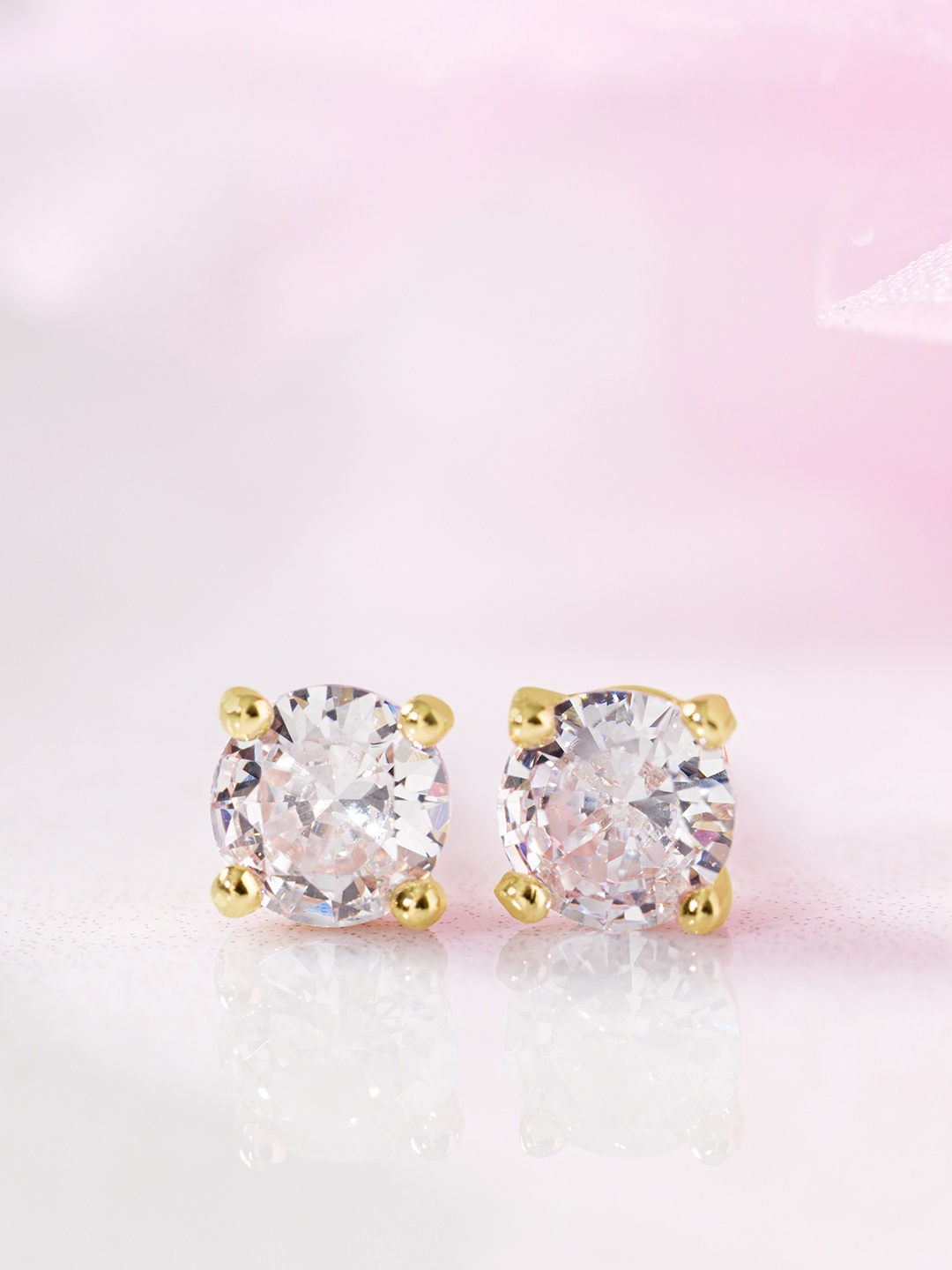 

Zavya Gold-Plated Sterling Silver CZ Studded Circular Studs Earrings