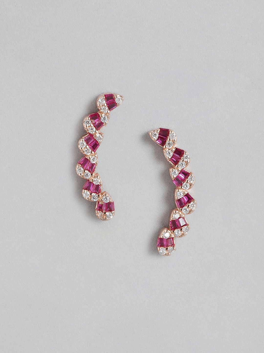 

Zavya Rose Gold-Plated Sterling Silver CZ Studded Contemporary Studs Earrings