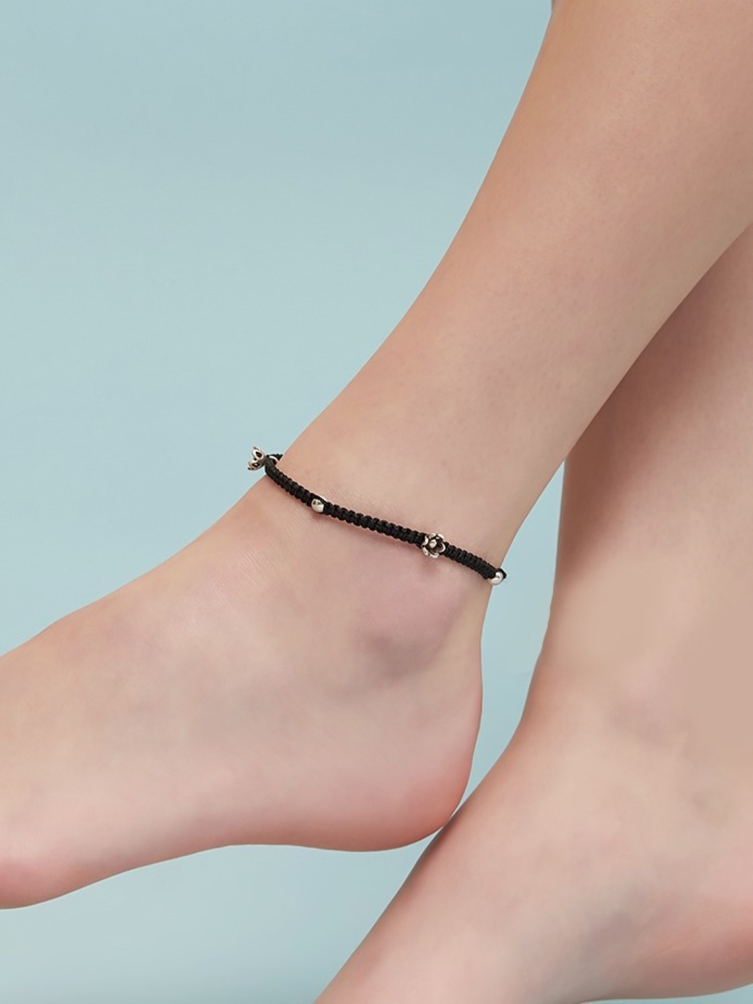

Zavya Women Silver-Plated 925 Sterling Silver Anklet, Black