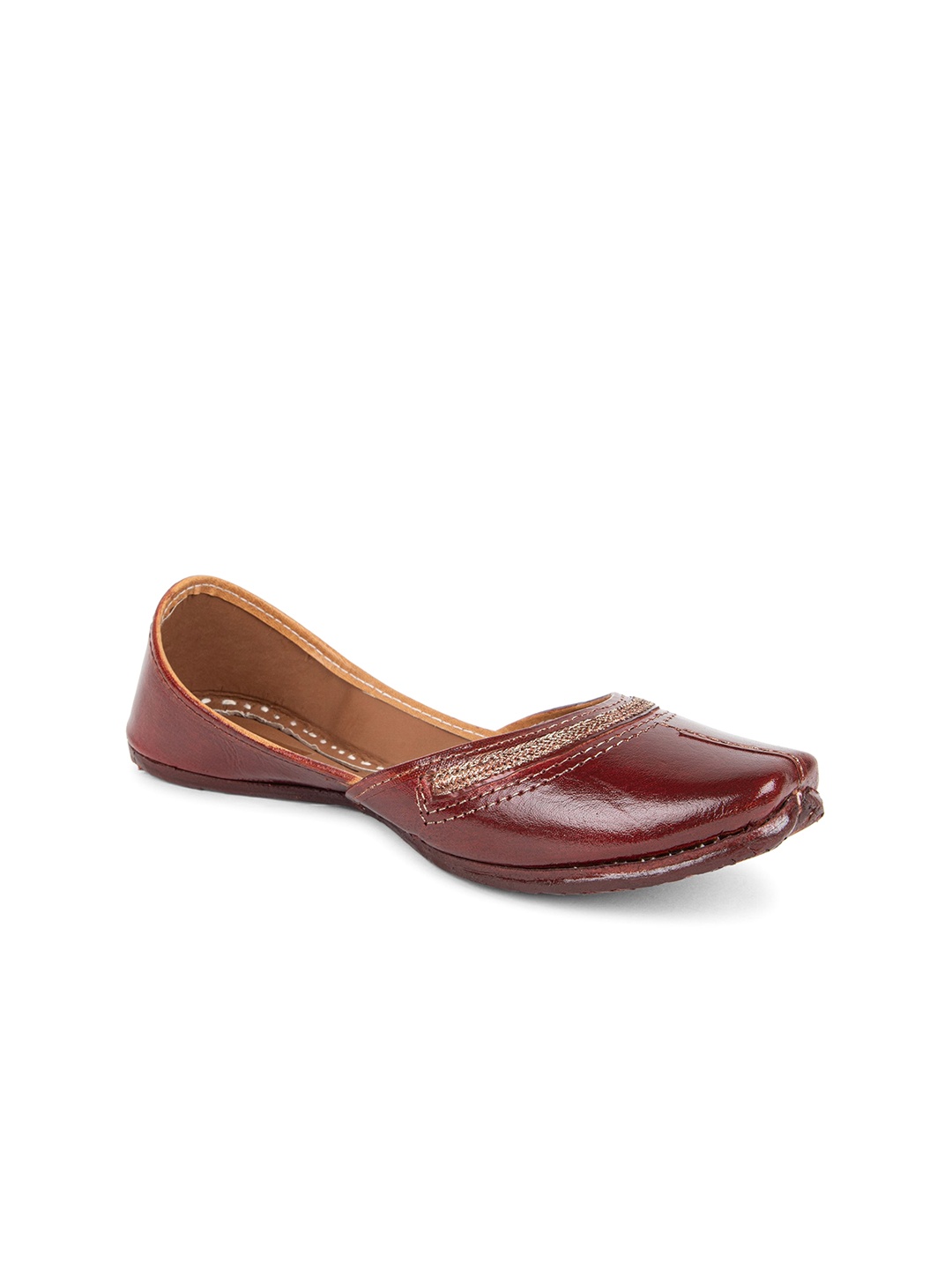 

Ta Chic Textured Leather Square Toe Mojaris, Maroon