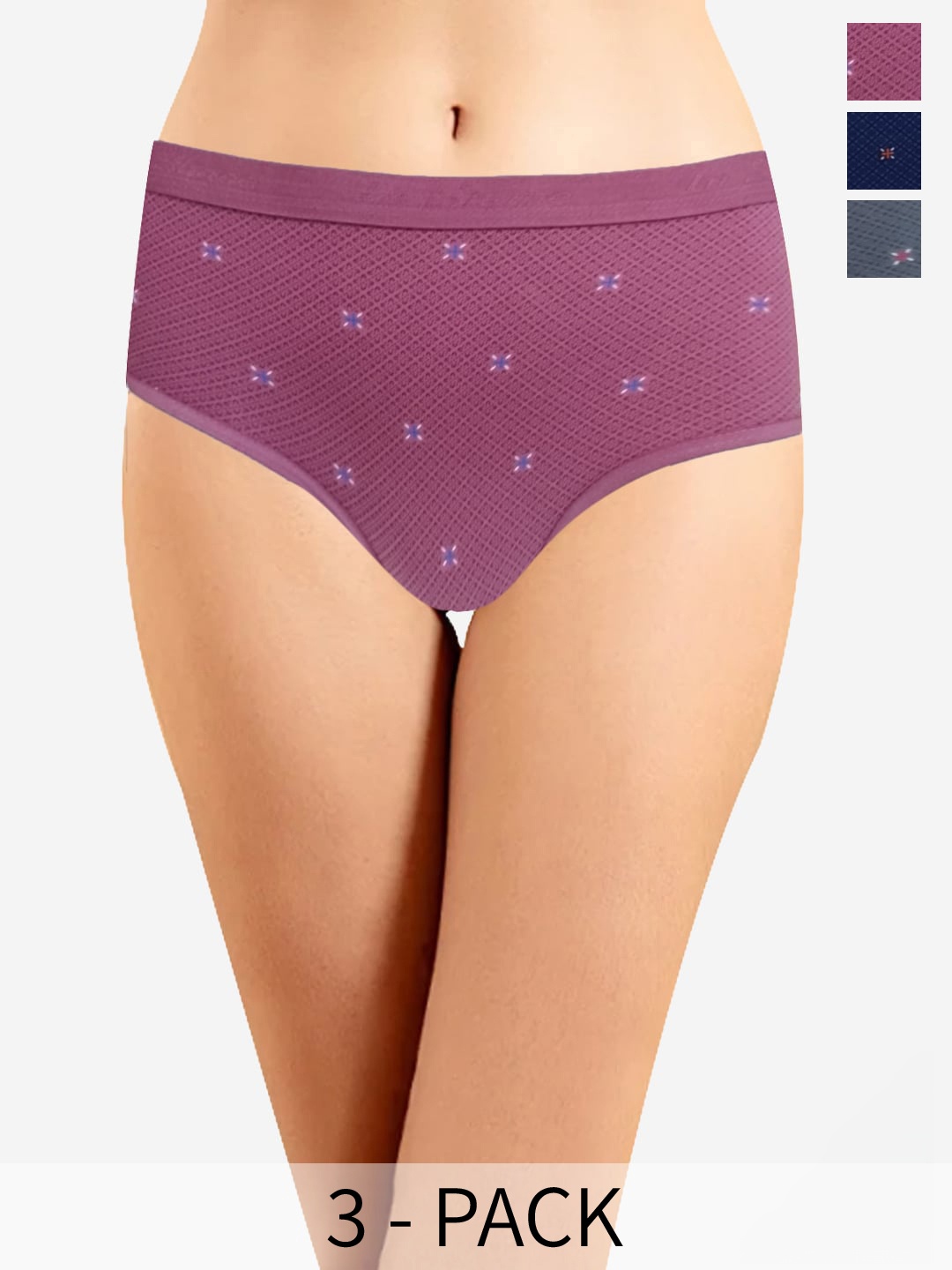

In Care Pack Of 3 Micro Ditsy Printed Pure Cotton Hipster Briefs, Pink