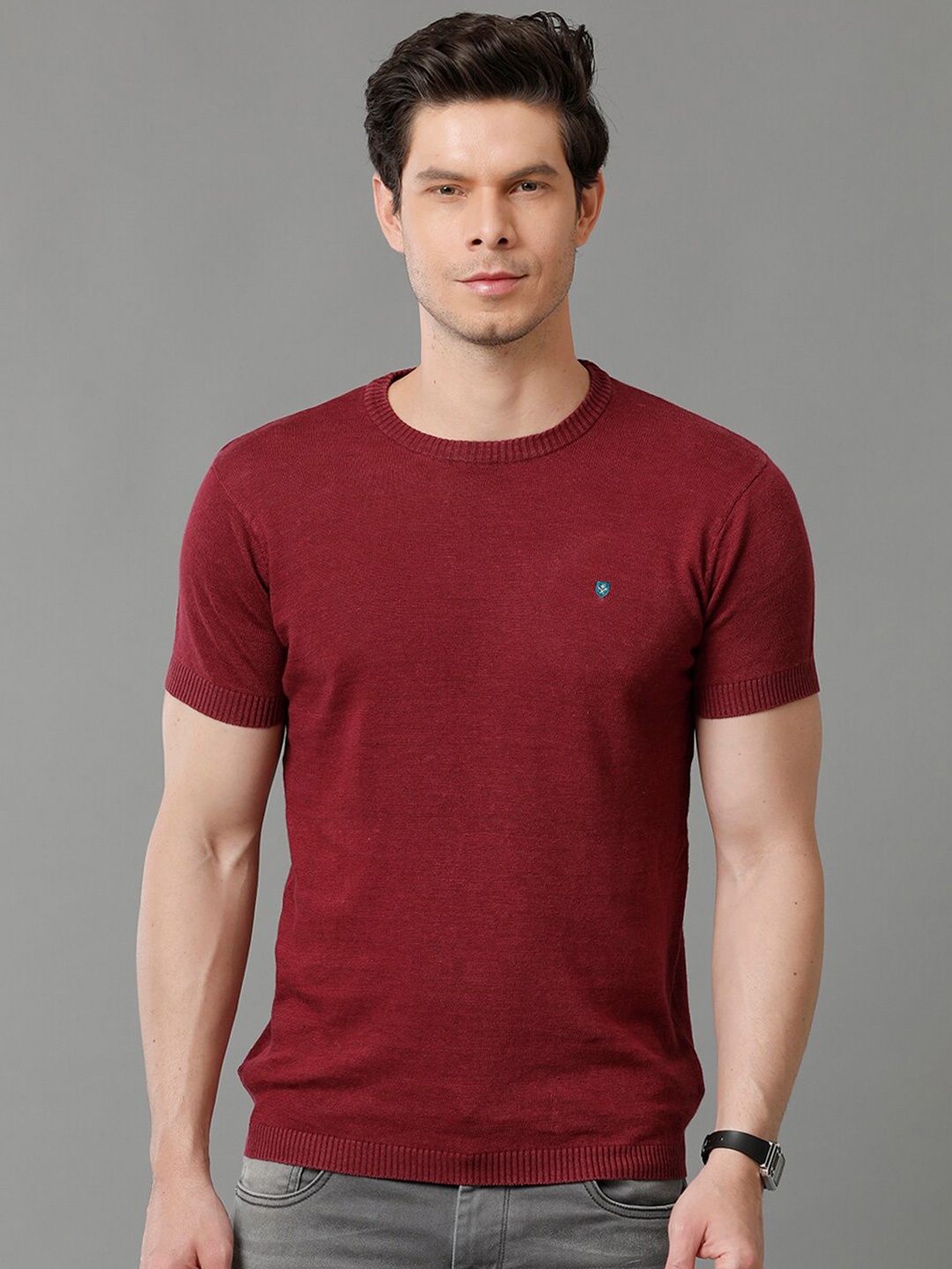 

Linen Club Antimicrobial Cotton Linen T-shirt, Maroon