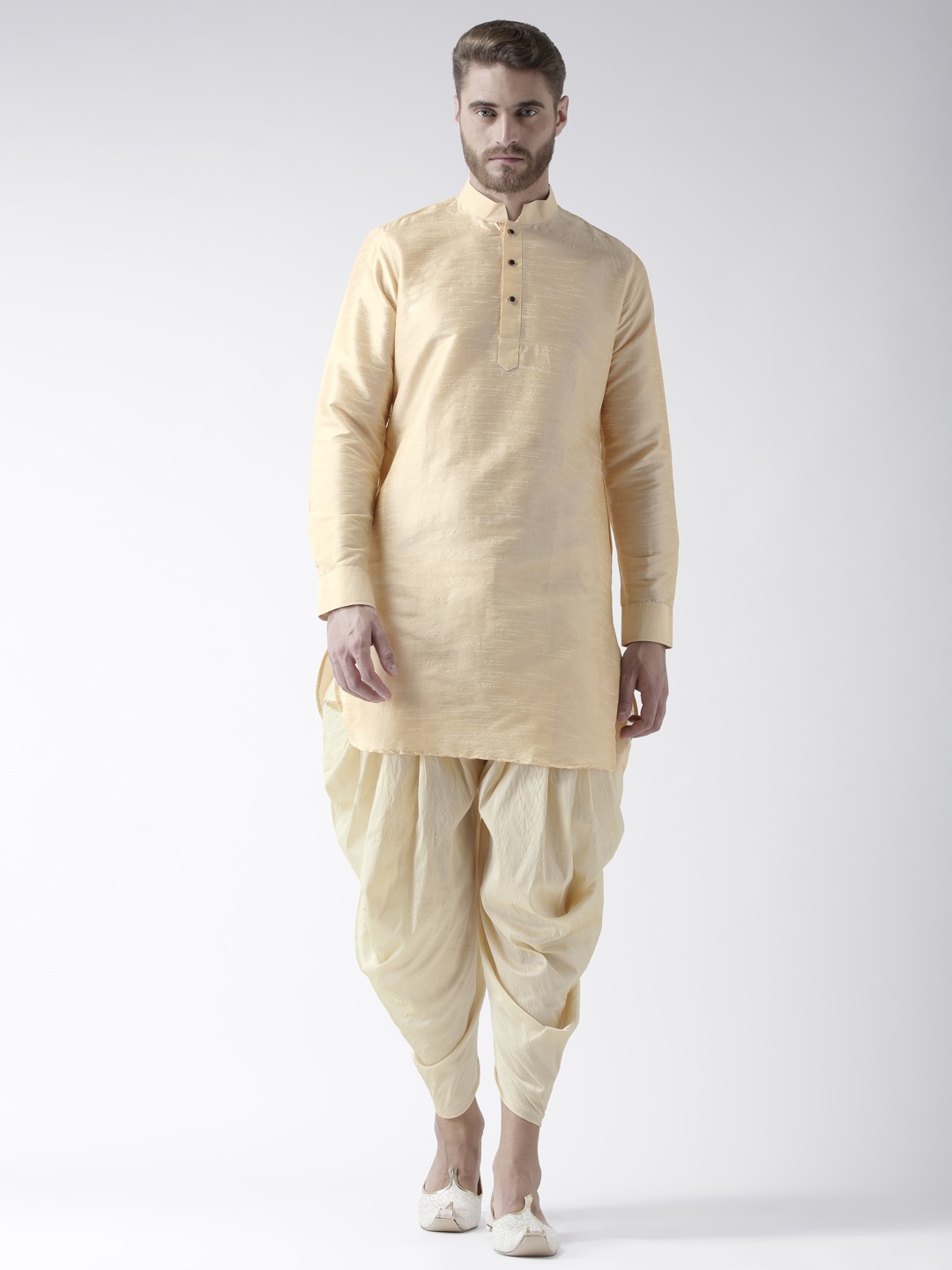 

DEYANN Men Cream-Coloured Solid Kurta with Patiala
