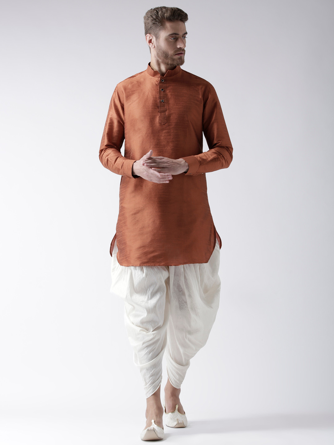 

DEYANN Men Brown & Off-White Solid Kurta with Patiala