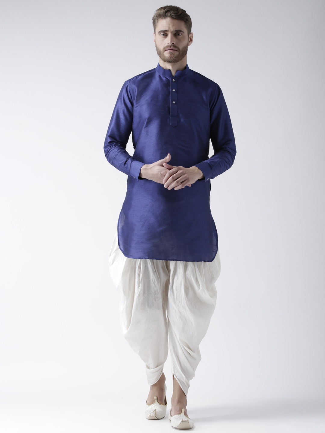 

DEYANN Men Navy Blue & Off-White Solid Kurta with Patiala