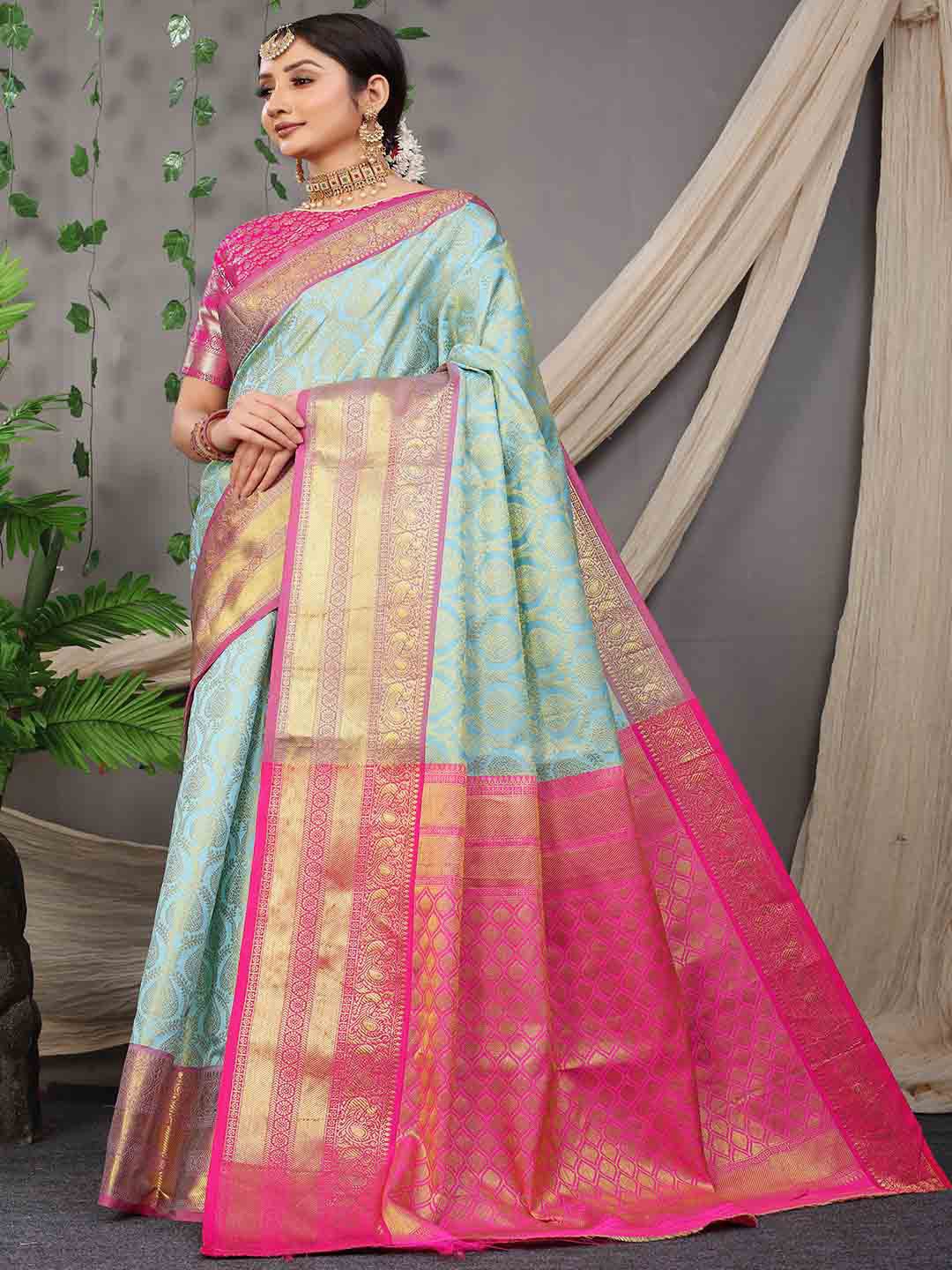 

Mitera Woven Design Zari Art Silk Saree, Blue
