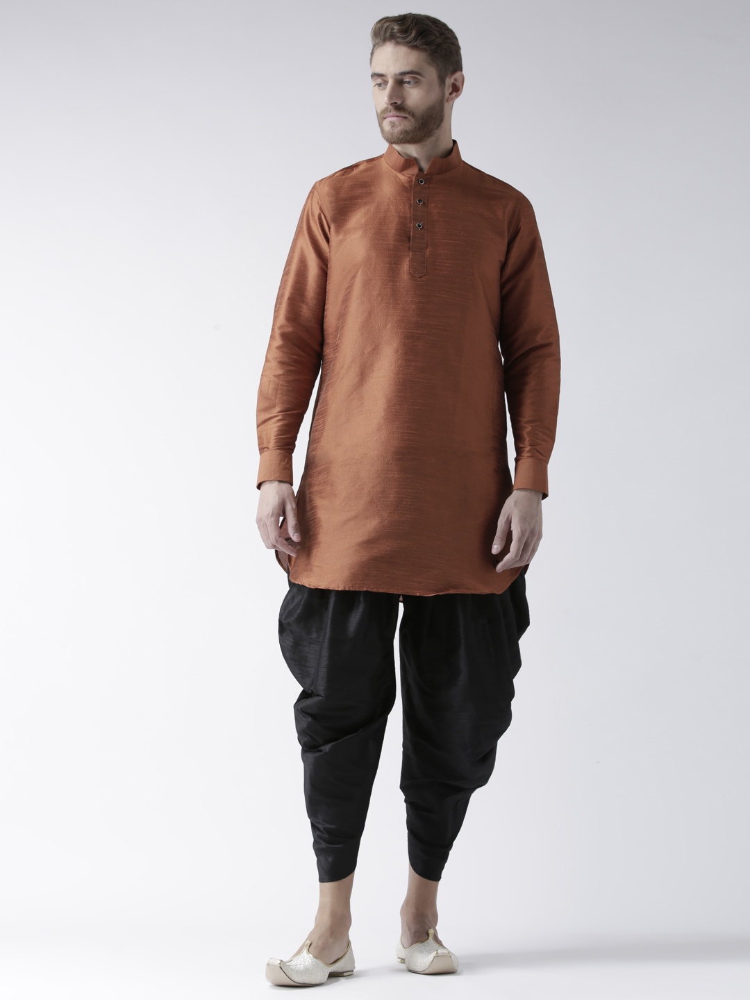 

DEYANN Men Brown & Black Solid Kurta with Patiala