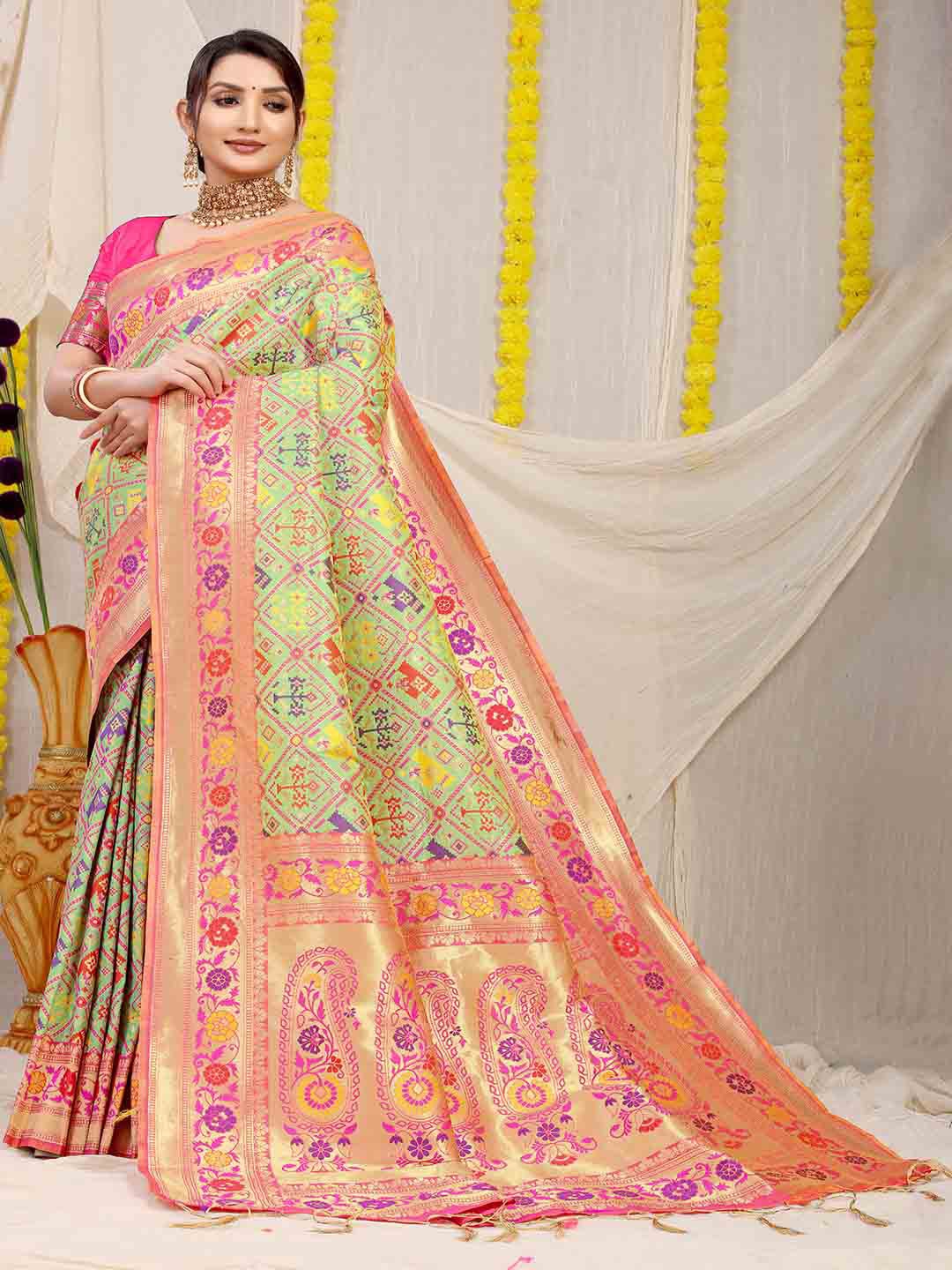 

Mitera Woven Design Zari Art Silk Saree, Green
