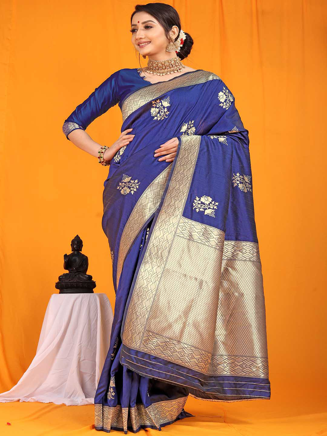

Mitera Woven Design Zari Art Silk Saree, Blue