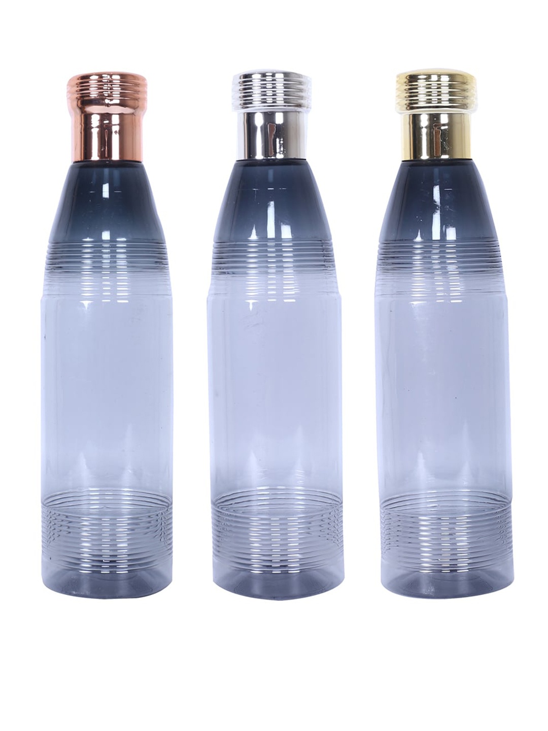

Kuber Industries 3-Pcs Transparent Refrigerator Water Bottles 1L Each, Black