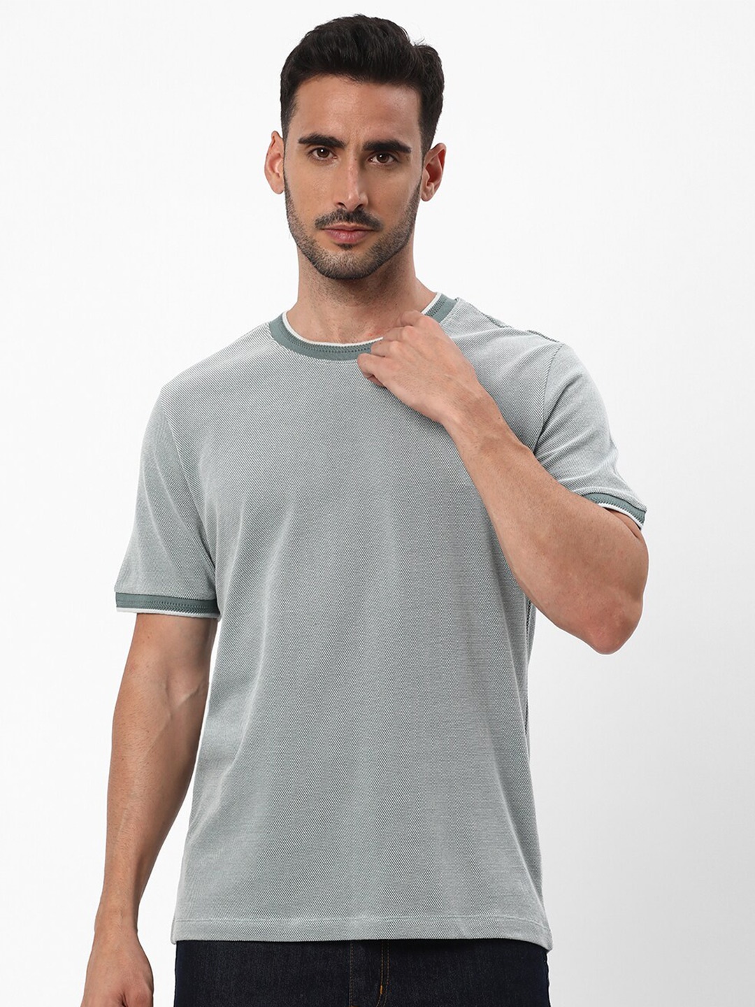 

R&B Round Neck Cotton T-shirt, Grey