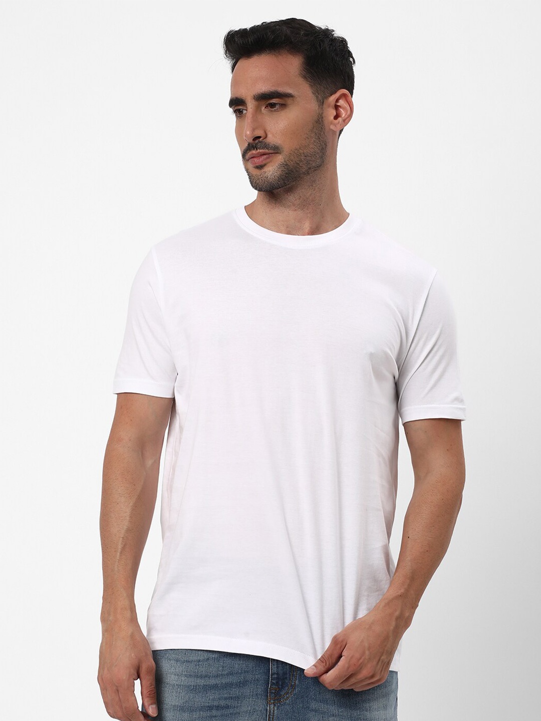

R&B Round Neck Cotton T-shirt, White
