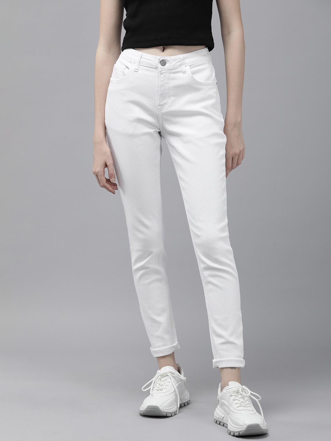 

Roadster Women Mid-Rise Flared Jeans, White