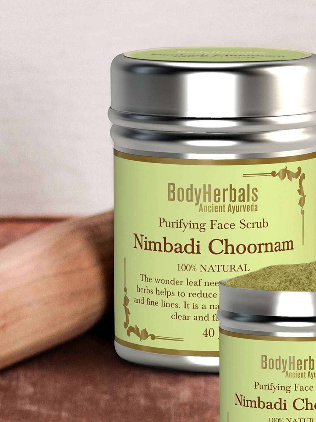 

BodyHerbals Nimbadi Choornam Purifying Face Scrub For Skin Brightening 40g, Brown