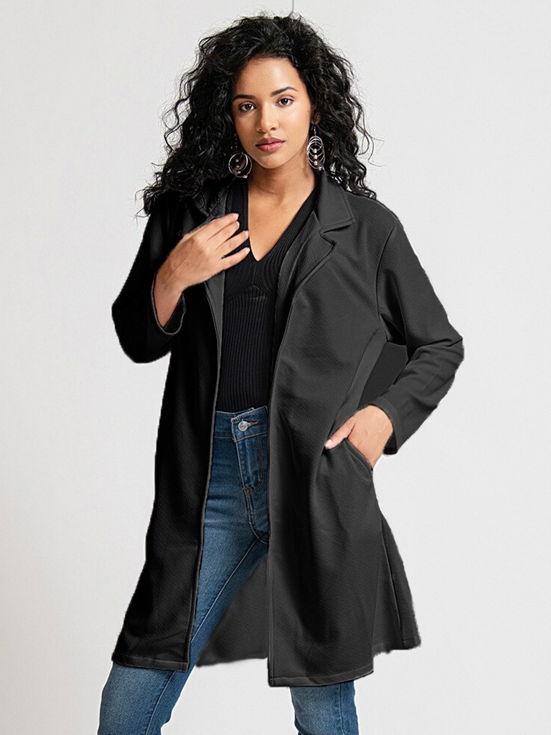 

urSense Longline Open Front Shrug, Black