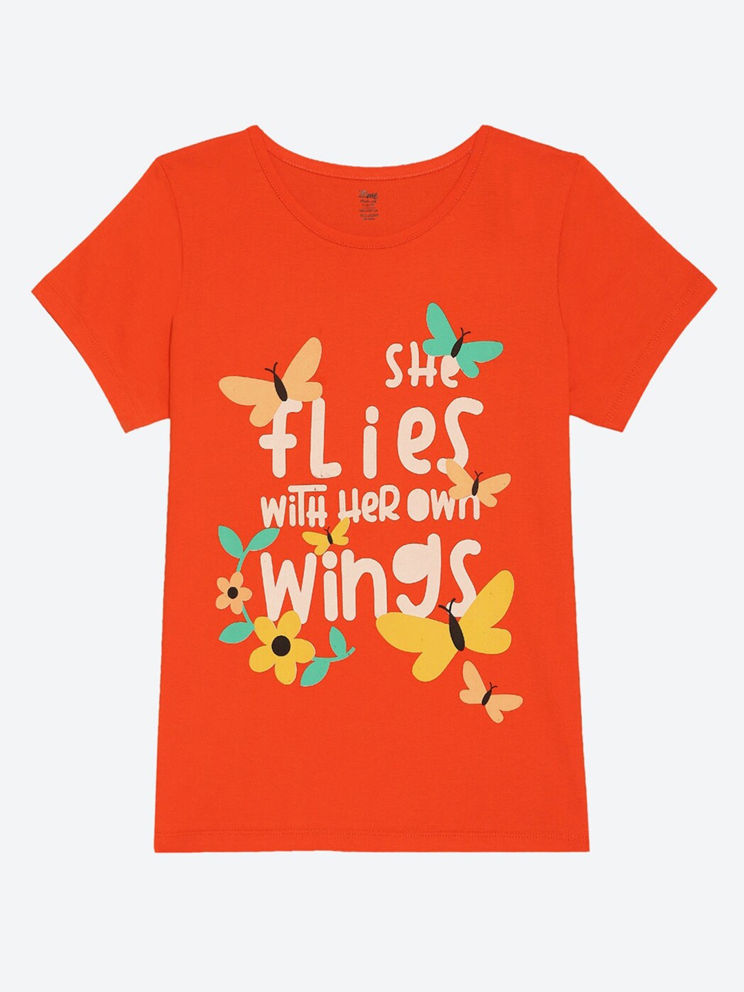 

2Bme Girls Red Typography Printed Cotton T-shirt