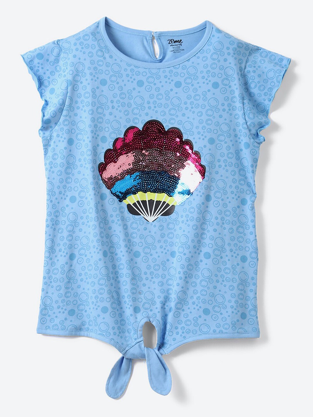 

2Bme Girls Graphic Printed Cotton T-shirt, Blue