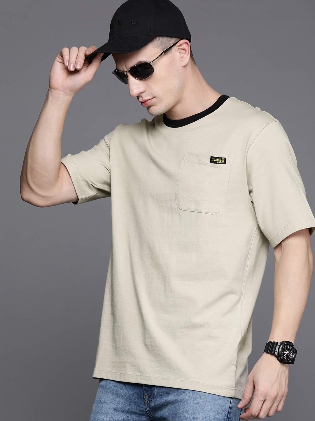 

Ducati x Scrambler Men Pure Cotton Boxt T-shirt, Beige